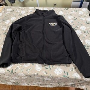 Guinness Beer Full Zip Fleece Jacket Mens Size XL Black Advertisement Alcohol